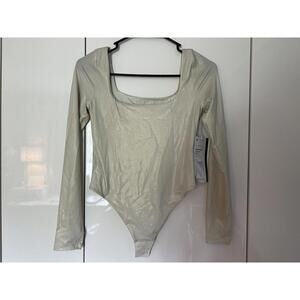 Lululemon Wundermost Square Neck Bodysuit Long Sleeve Nulu Shimmer Shine Sz S